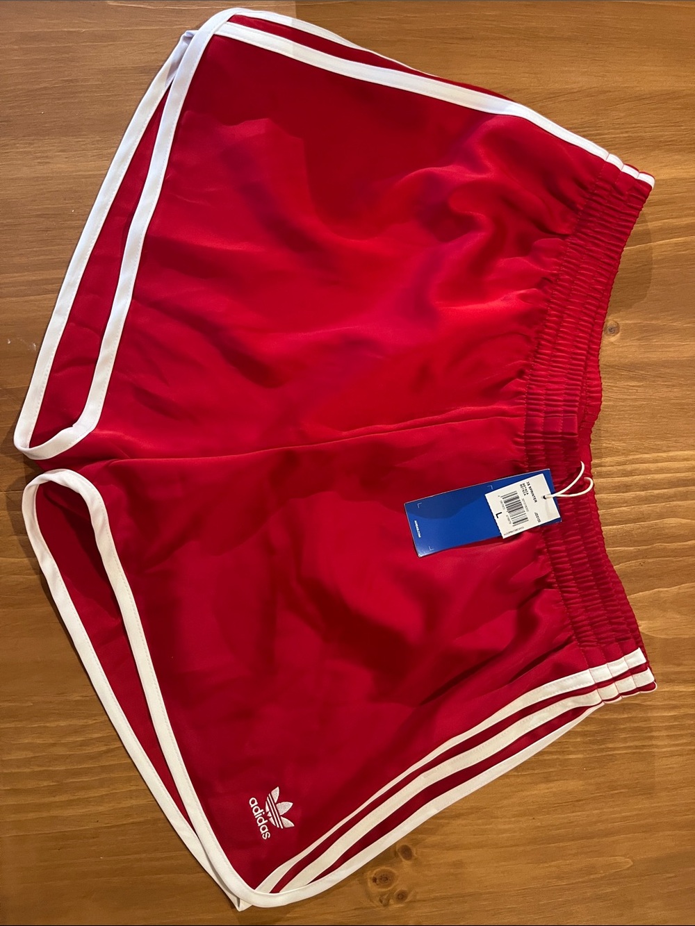 adidas Red Athletic Shorts with White Trim